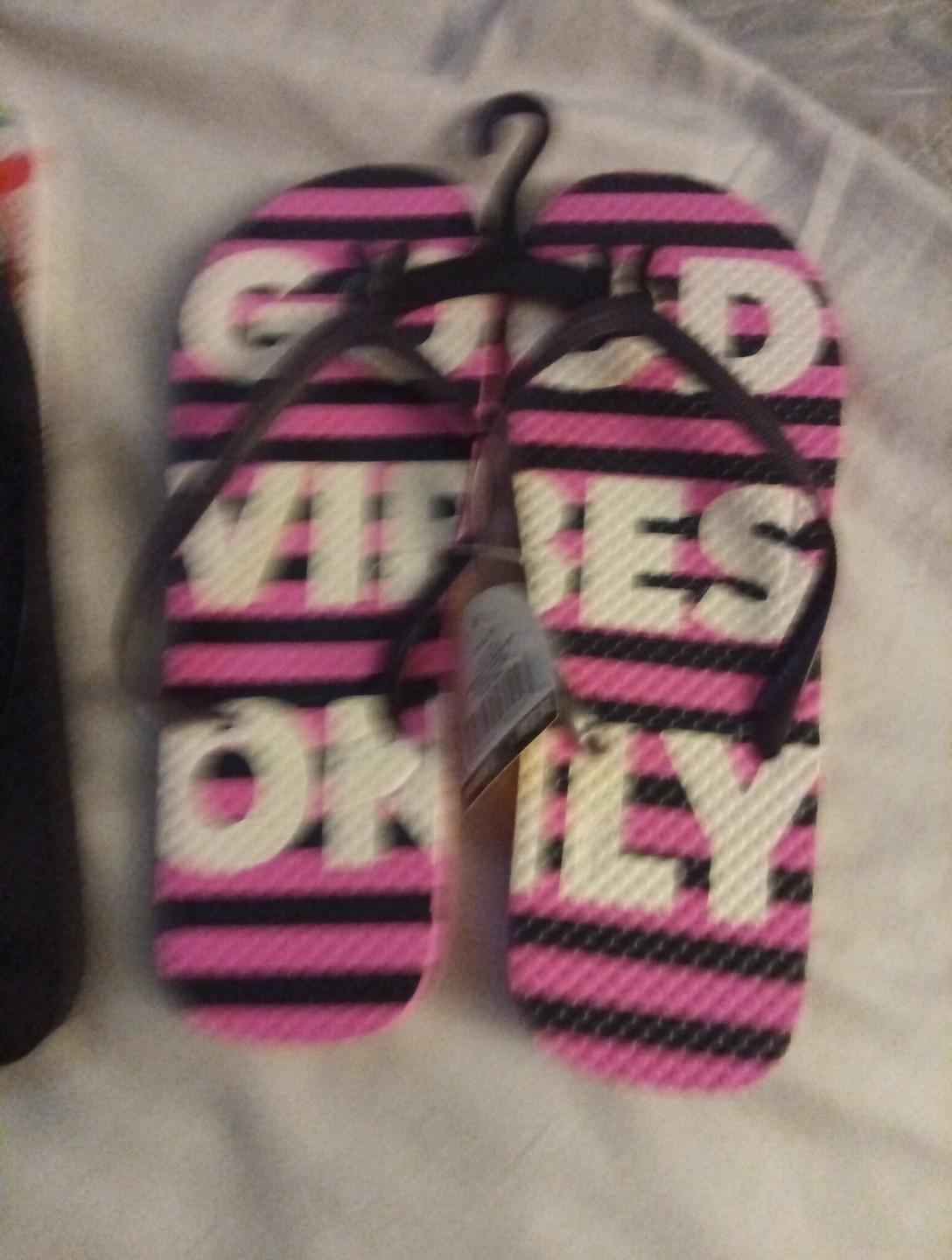 Juncture Flip Flops. Size7/8 In Black, Good Vibes Only, And Cherries 🍒