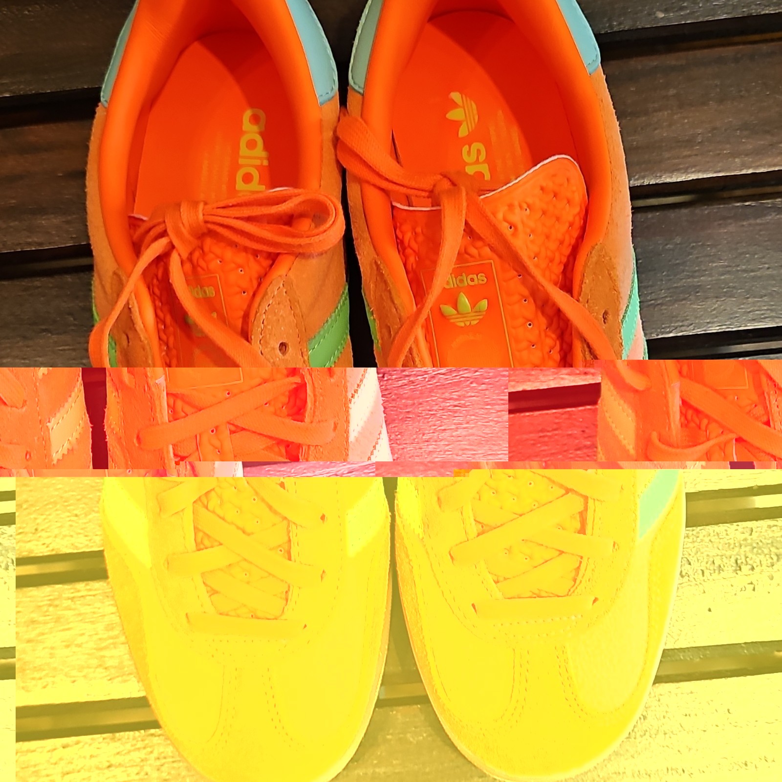 adidas Gazelle Women’s Orange Suede Lace-Up Sneakers Green Stripes US 8