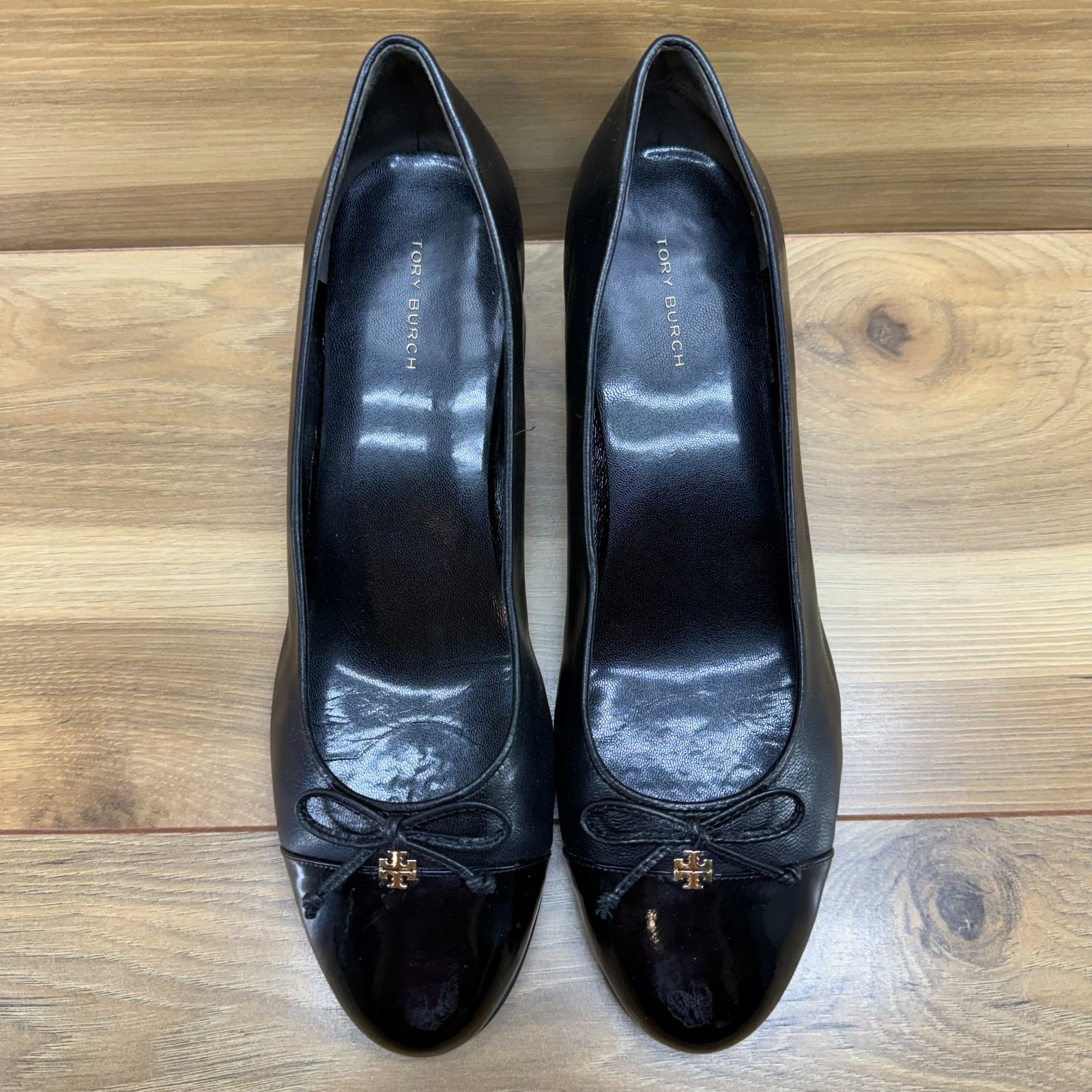 Tory Burch Cap Toe Bow Pumps Womens 9.5 M Low Heeled Office Formal Business