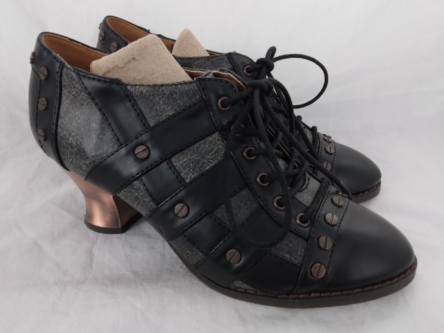 Hades Jade Heels Oxfords Black Steampunk Victorian Granny Shoes Womens Size 7
