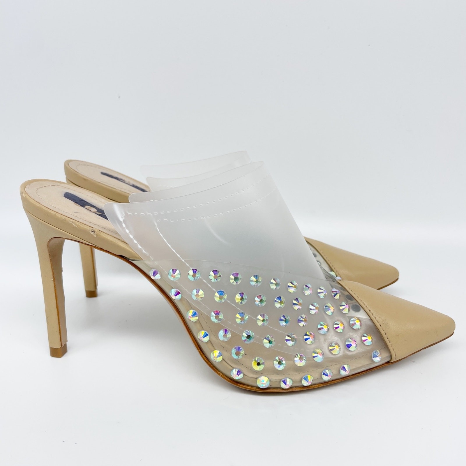 Schultz Women’s Vinyl Greece Iridescent Gems Pump Nude Size 7B