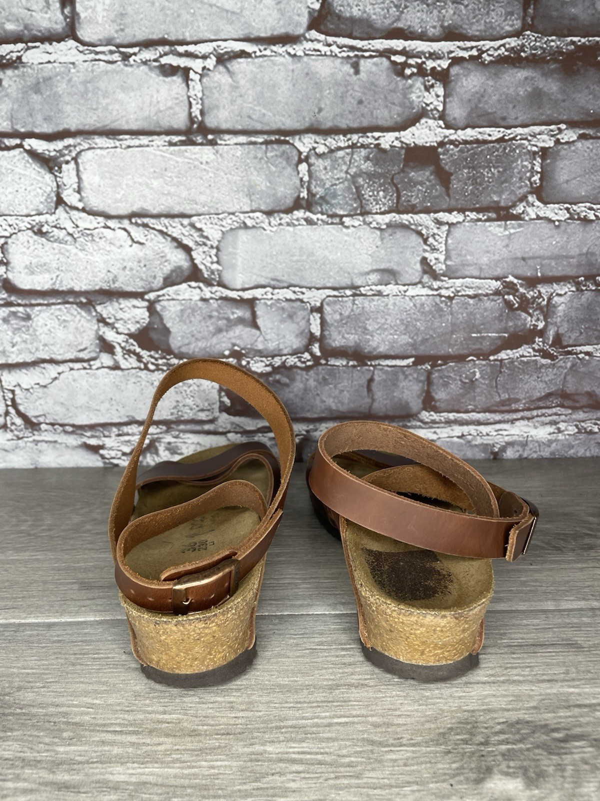 Papillio BIRKENSTOCK Lola Brown Leather Ankle Strap Sandals Women Sz 36EU/6M US