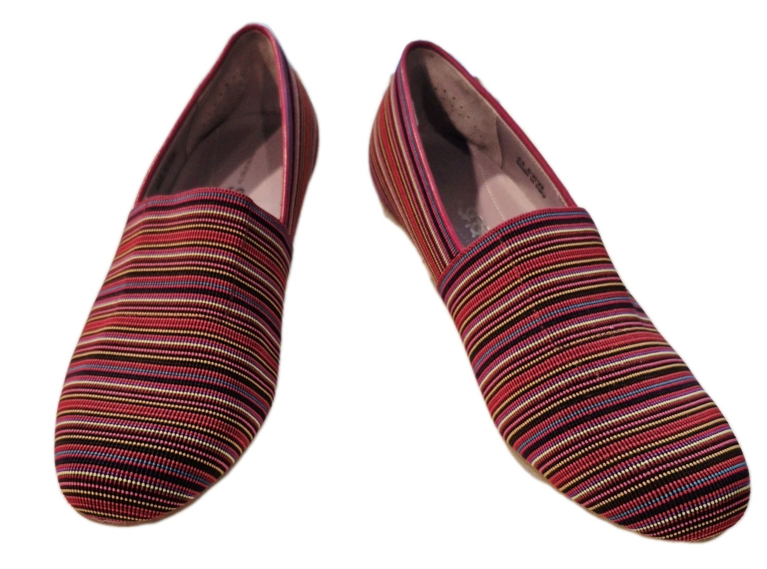 SAS Becky RED Multicolor Stripe Slip on Shoes Espadrilles Wedge Heels Size 8WW