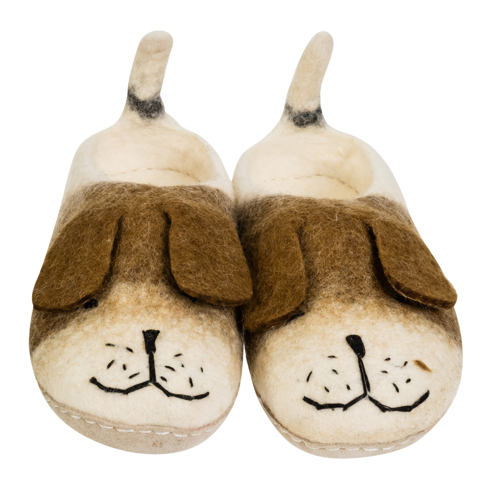 Eco Friendly Natural Sheep Wool Felted Handmade Dog Shaped Slippers