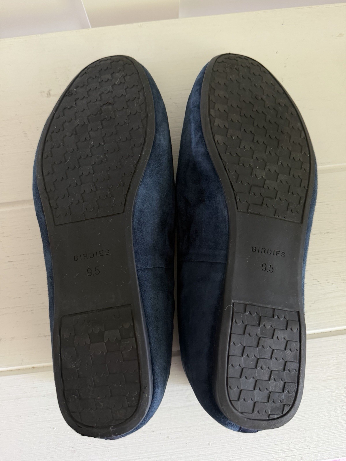 Birdies The Starling Loafers Wms 9.5 Navy Blue Suede Quilted Comfort Flats EUC