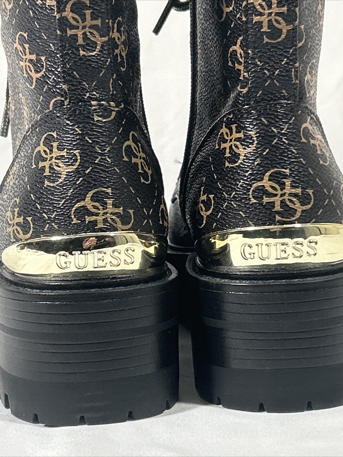 GUESS Womens Black Logo Zipper Lug Sole Fearne Round Toe Combat Boots 6.5 M