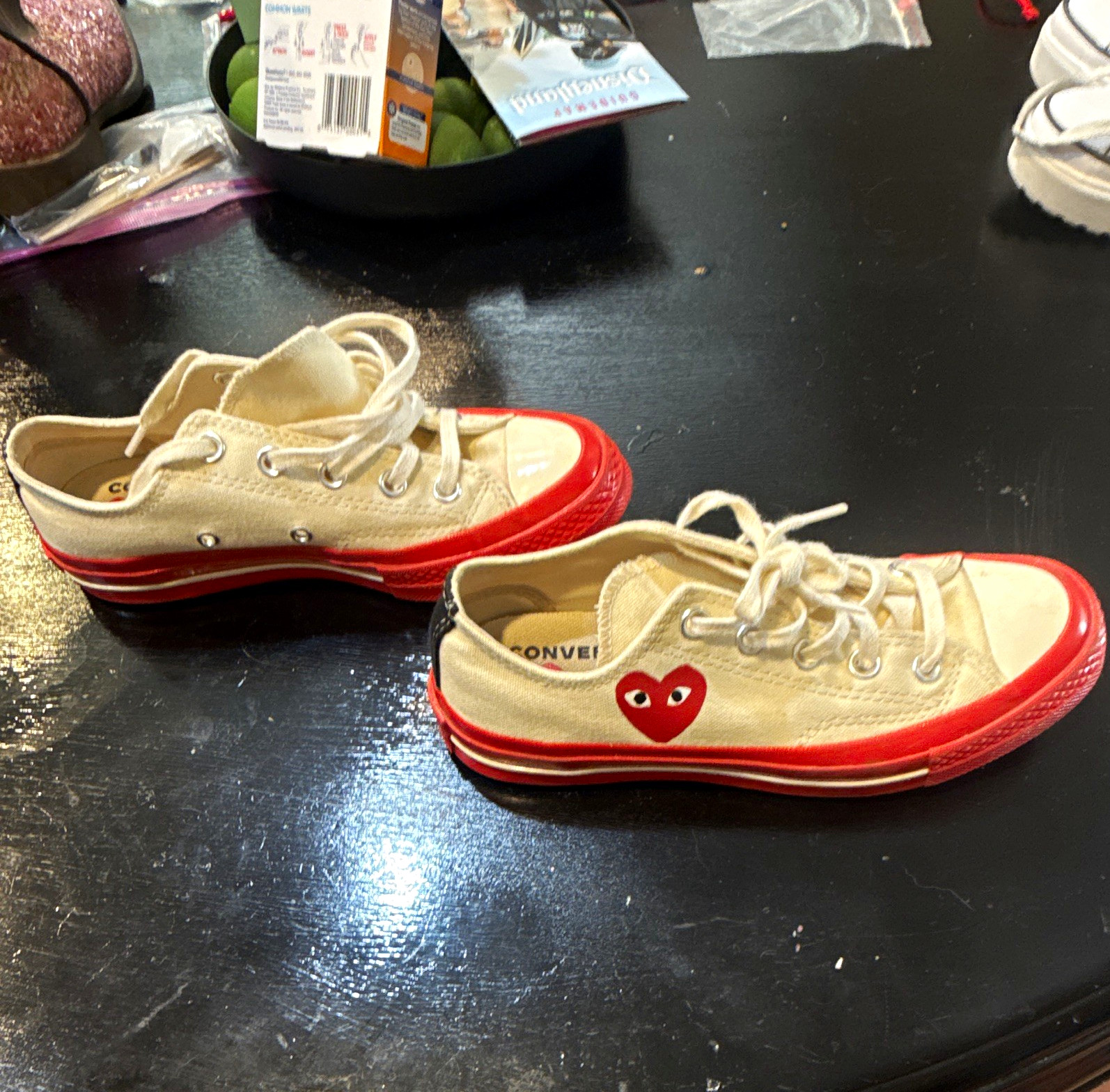 Converse Comme des Garçons Play x Converse Low Top Canvas Beige Red Heart