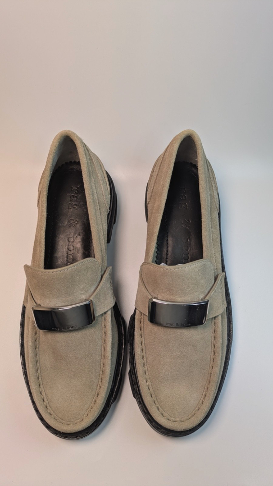 Rag & Bone Shiloh 2.0 Tan Suede Chunky Lug Sole Loafers Women’s- Size 37.5 NEW