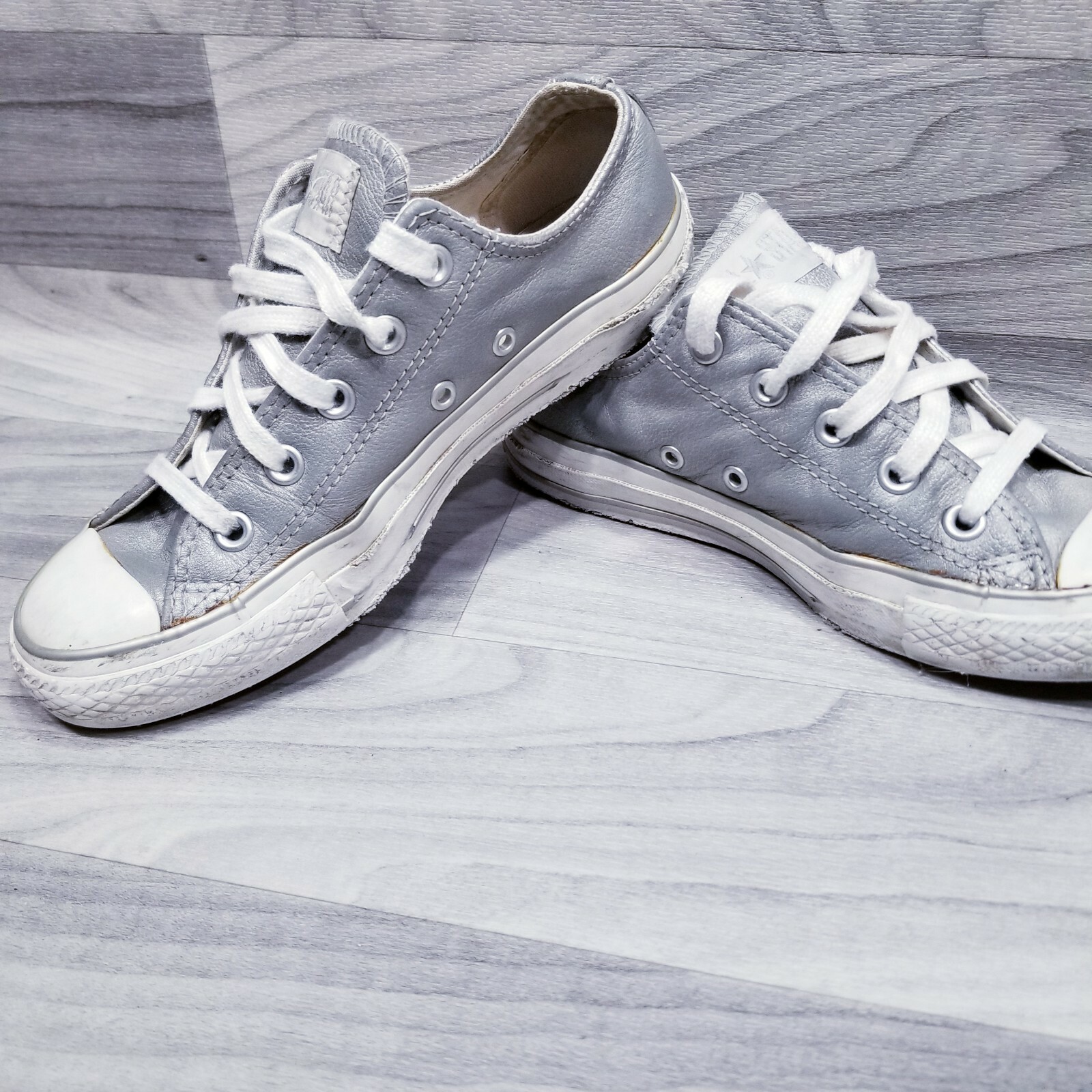 Converse All Star Unisex Silver Gray Sneakers Chuck Taylor Womens 6 Mens 4