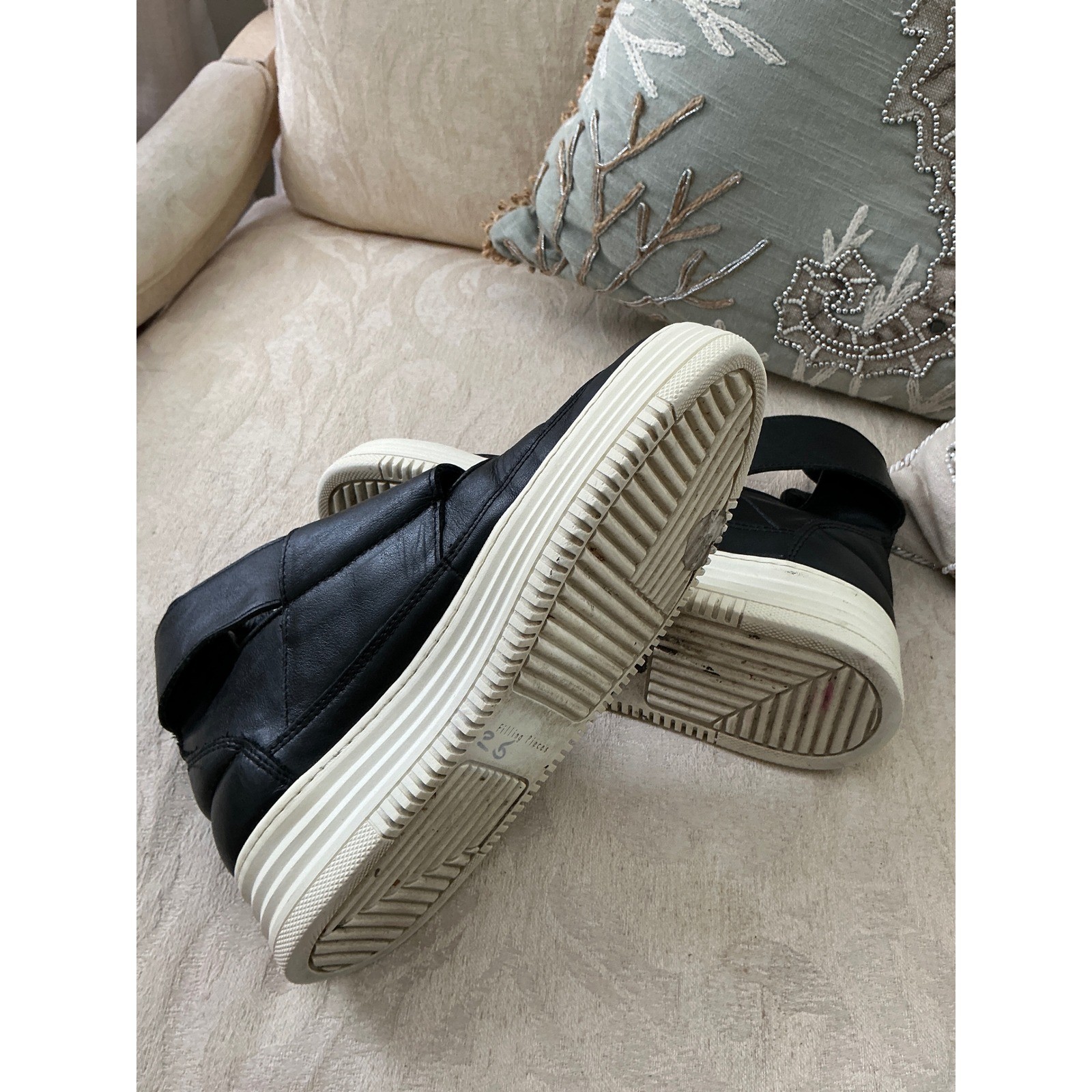 Filling Pieces High Top Cleopatra STRAPPY black leather sneaker size 36/US 6