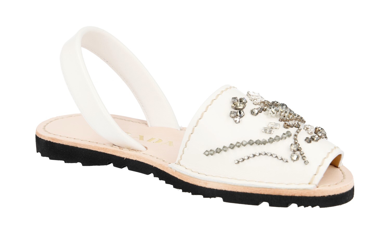 PRADA Leather Crystal Embroided Slides Mules Sandals 1X180G – US 6.5 EU 36,5