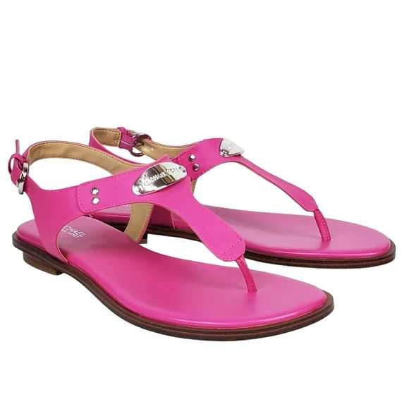 Michael Kors plate thong sandals pink silver signature summer vacation bohemian