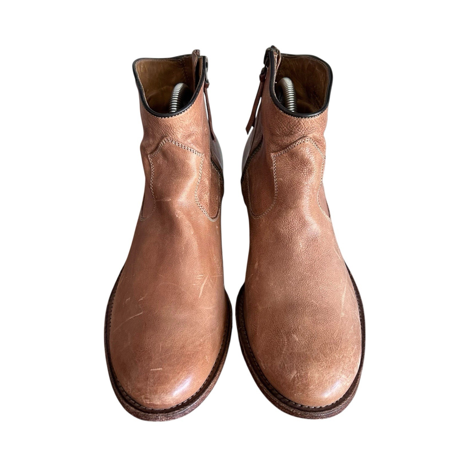 N.D.C. Made By Hand Boots Womens 39 / 8 Brown Leather Ankle Booties Block Heel