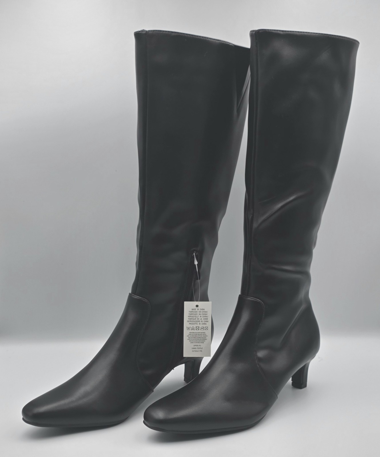 mysoft Women’s Knee High Boots Kitten Heel Square Toe Fashion Tall Boots Side…