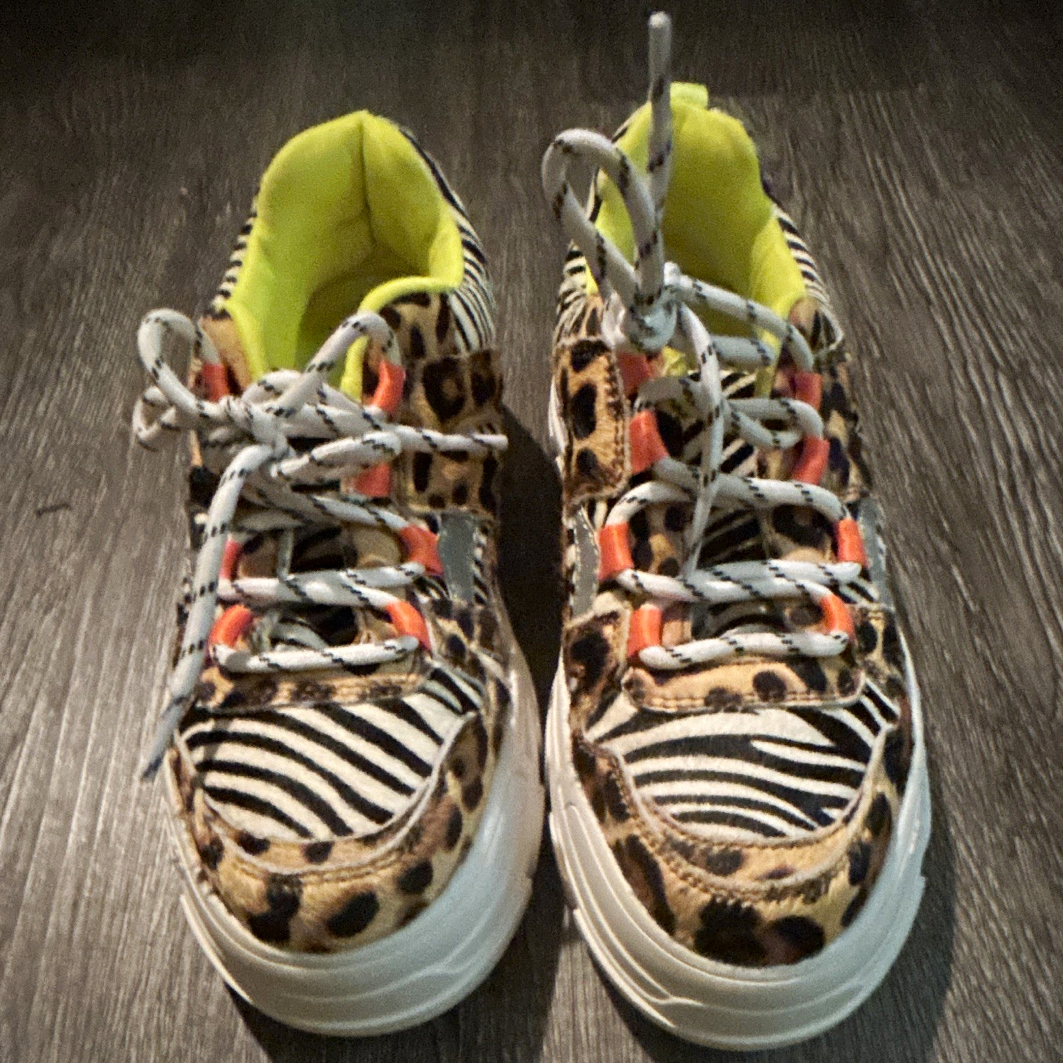 Shoe The Bear Women”s Chunky Sneaker Animal Print Lace-Up Multicolor