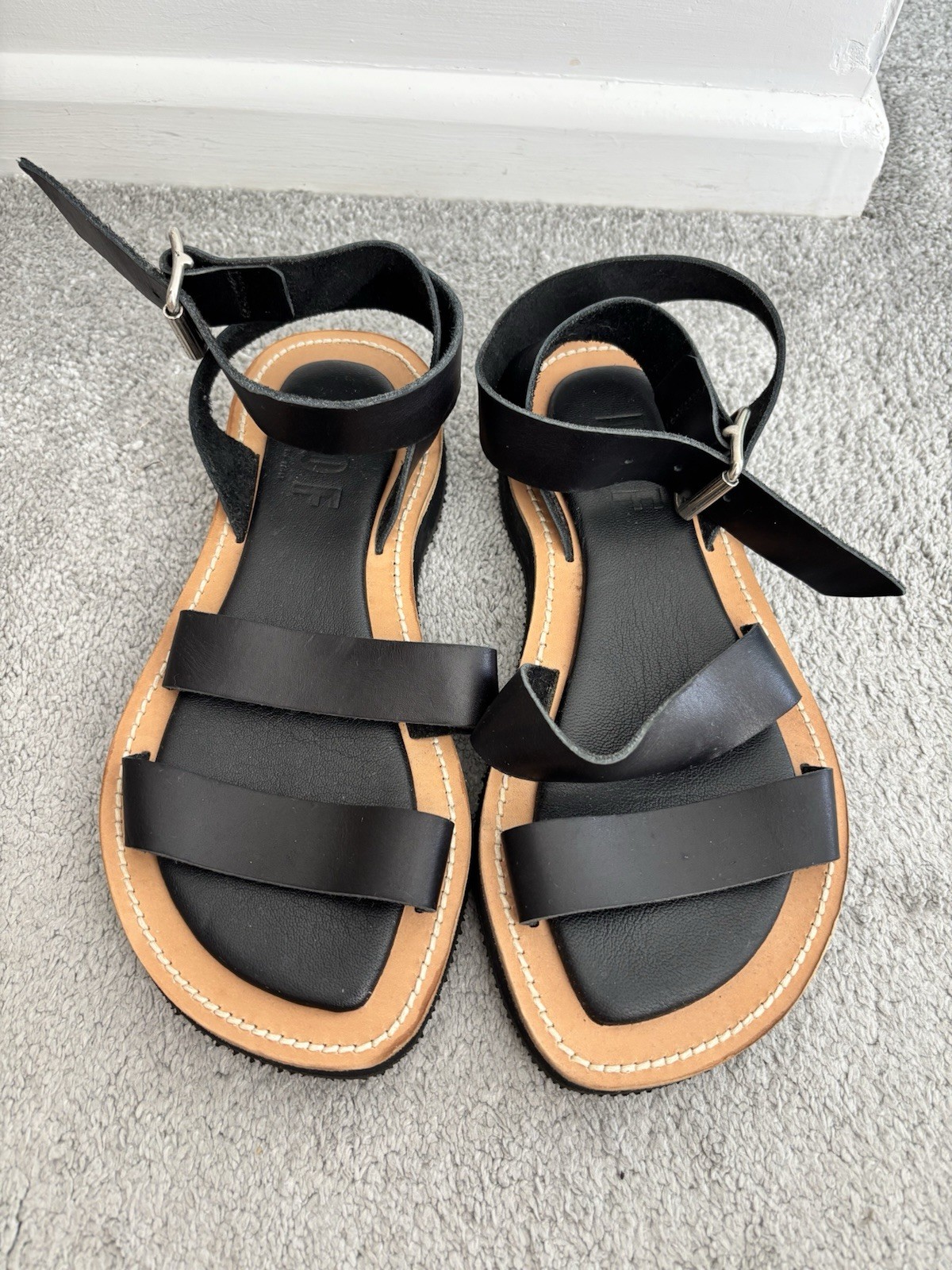 DOF Black Goldie Sandals Made In Italy EU 37 / AU 6-6.5 – RRP $179.95