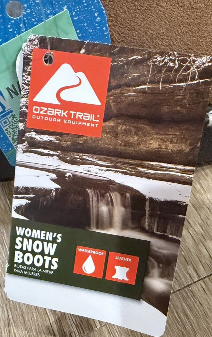 OZARK TRAIL WOMEN SNOW BOOTS NWT 3M THINSULATE WATERFROOF LEATHER CHESTNUT SZ 6