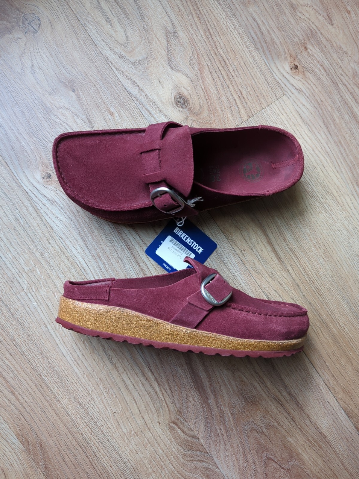 Birkenstock Buckley Suede Moc Toe Clogs Maroon EU 39 Women 8-8.5