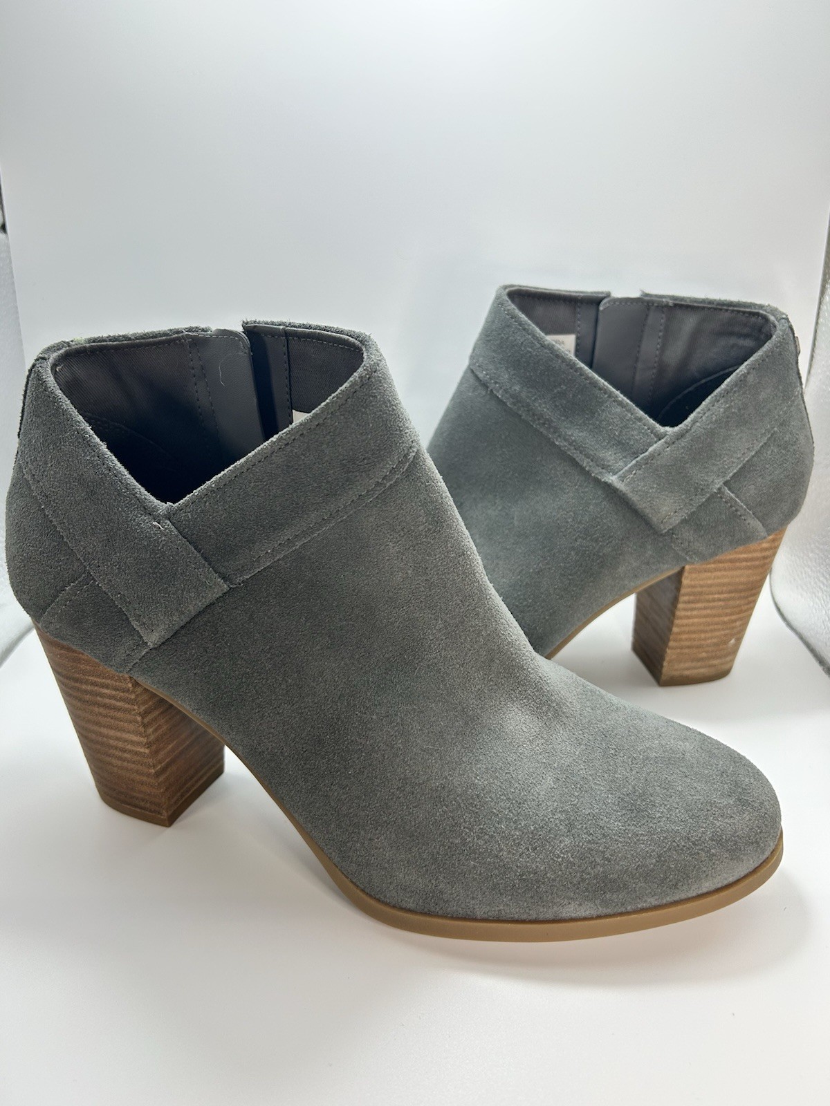 UGG Women’s Gray Suede Ankle Boots Size 11 Side Zip Round Toe Block Heel