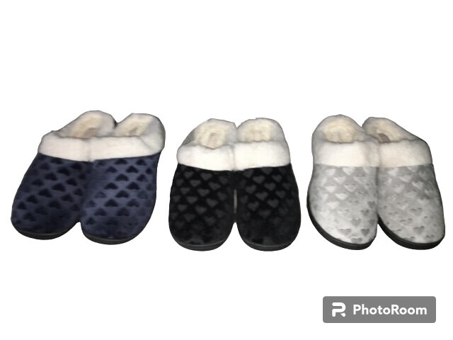 Woman Fur Lined Memory Foam Indoor Heart Slippers Comfortable Durable Non-Slip