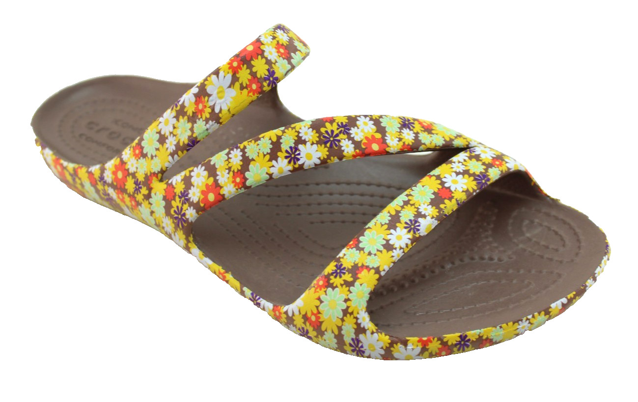 NWT CROCS Women’s Size 7 Kadee II Retro Floral Croslite Strappy Sandals