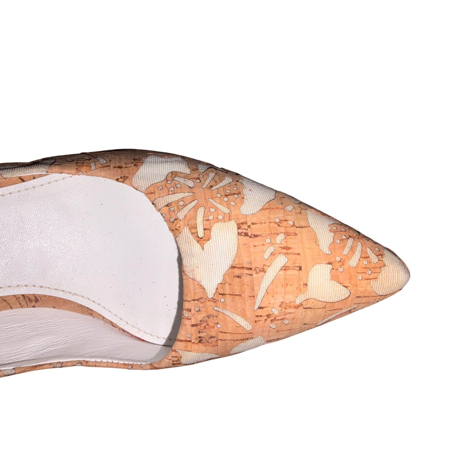 Donald J Pliner Cork Floral Print Pointed Toe Kitten Heel Pumps Size 7.5M