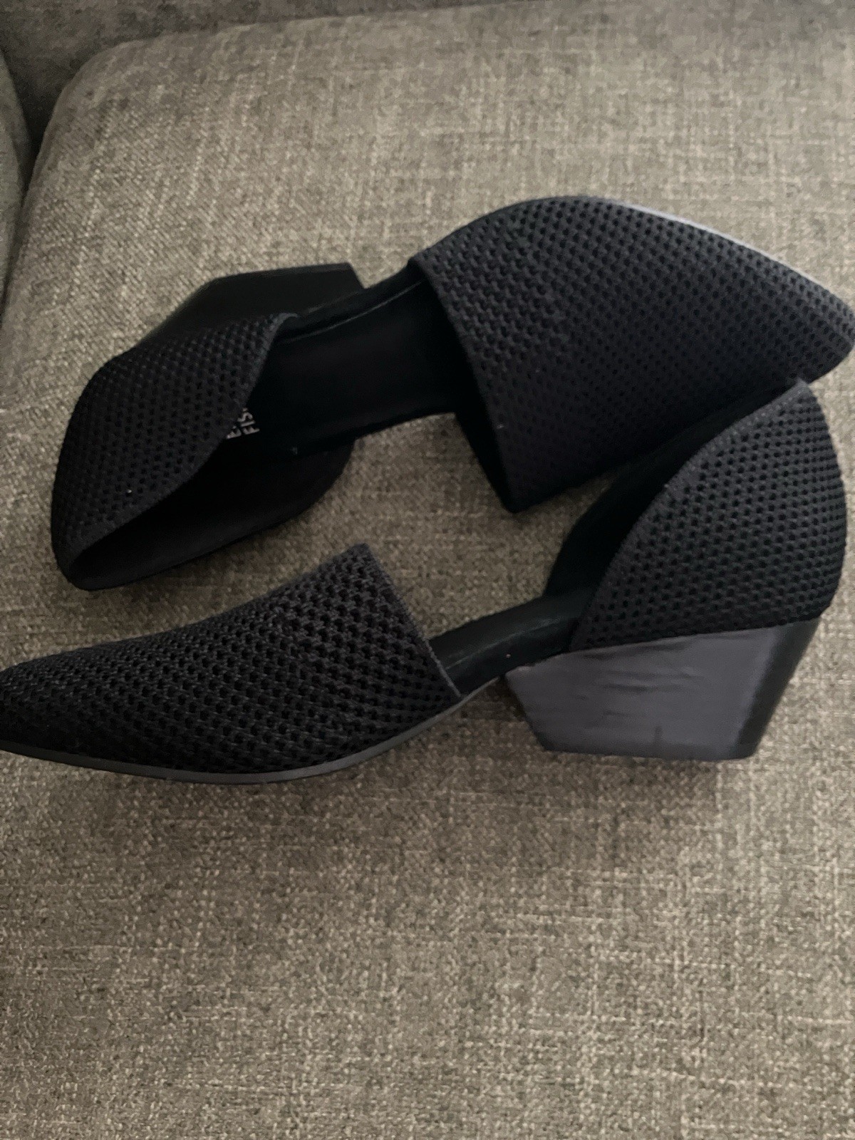 Eileen Fisher Women’s Black Synthetic Pointed Toe D’Orsay Slip On Heels 7.5