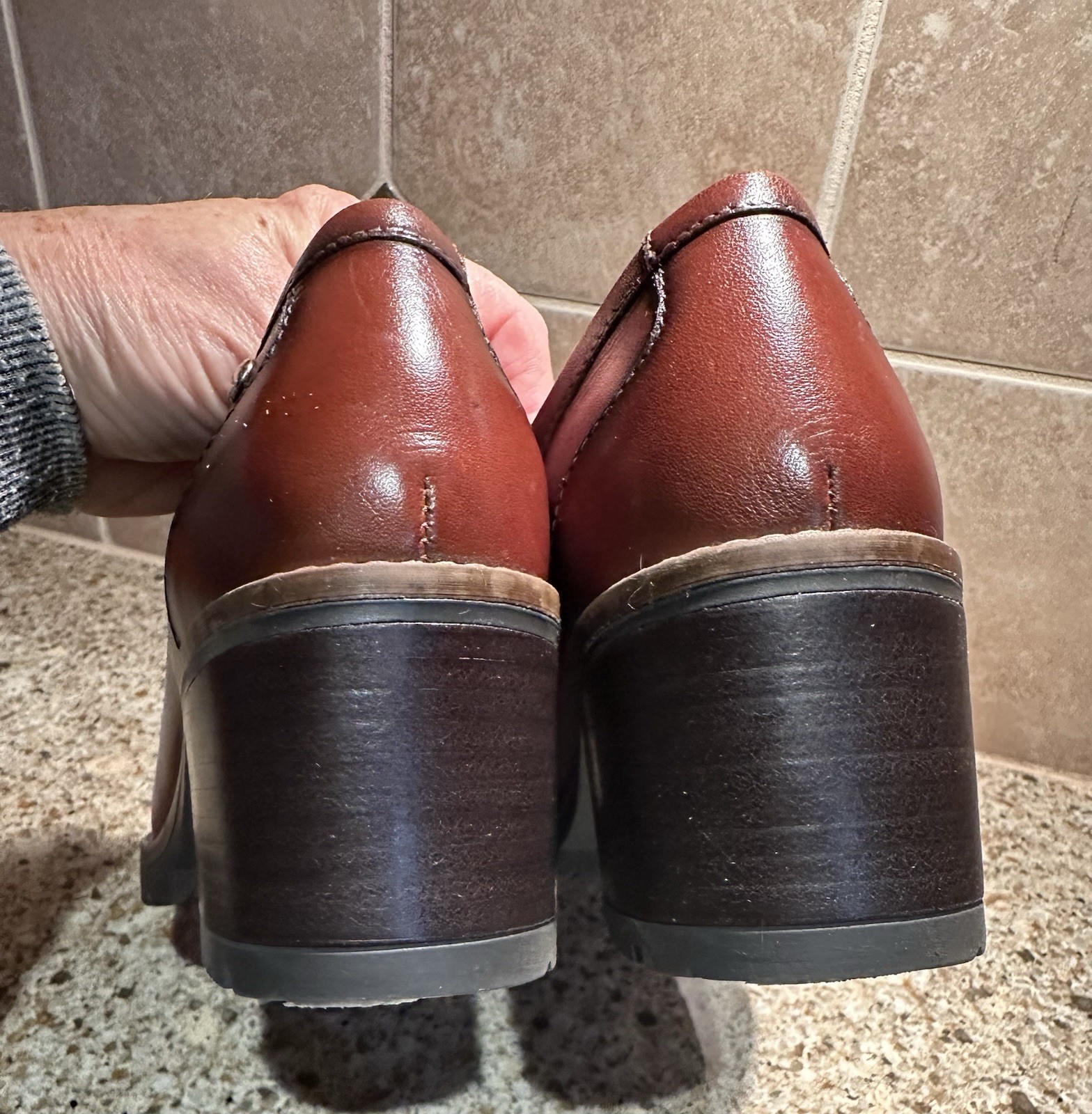 New PIKOLINOS ‘Llanes’ Women’s Mixed Loafers with Heel Cognac – EU37 (US 6-6.5)