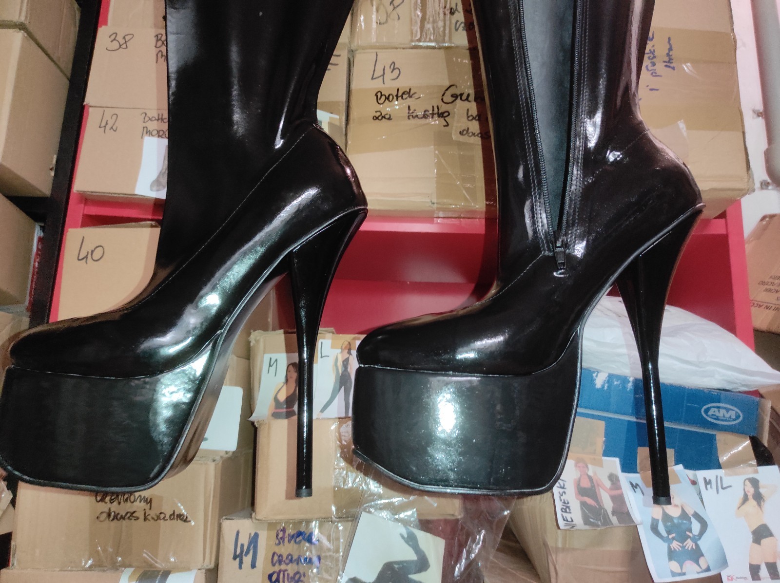 Unisex rubber boots over the knee many colours heel 20 cm platform 8 cm Poland