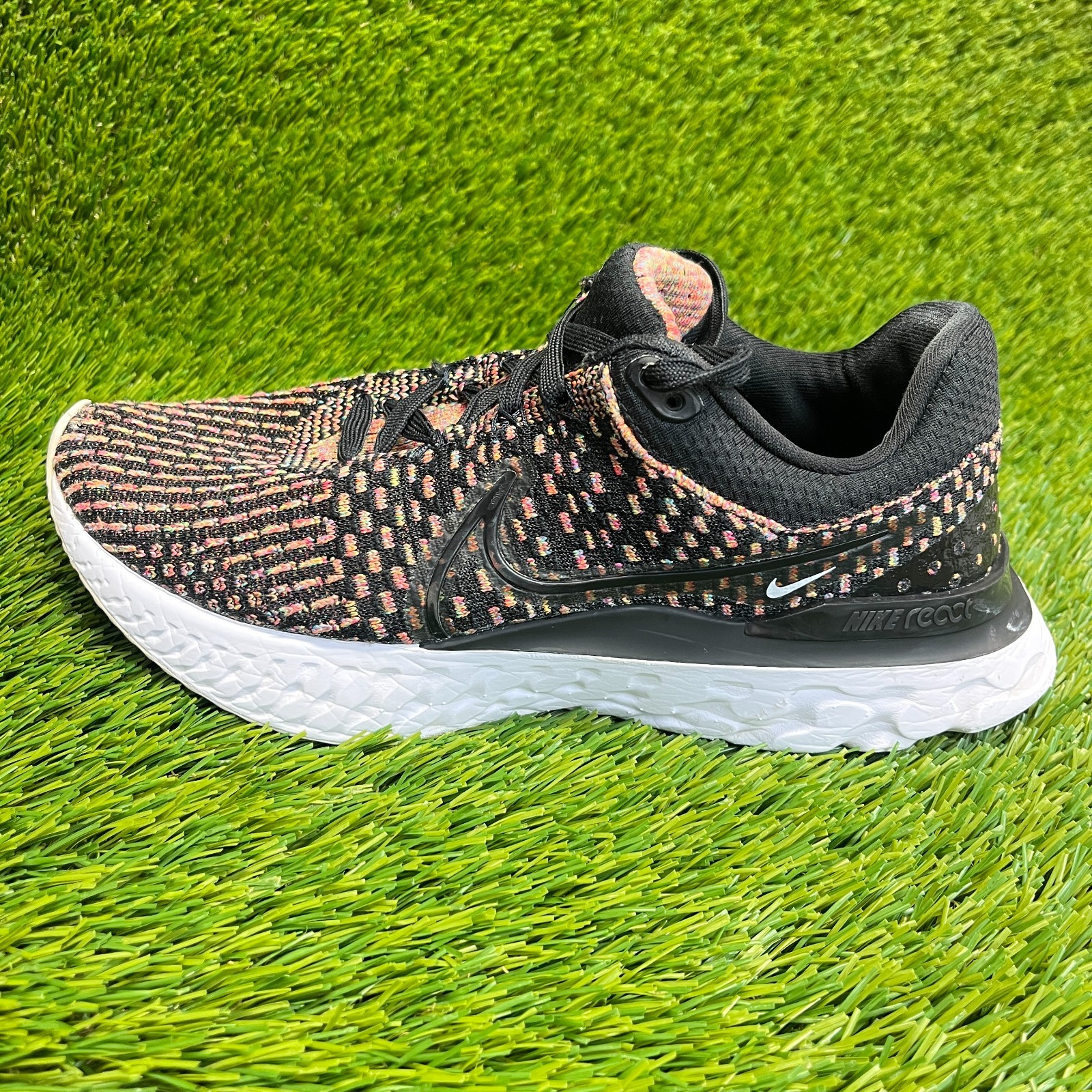 Nike React Infinity Run Flyknit 3 Womens Size 8 Black Running Shoes Sneakers