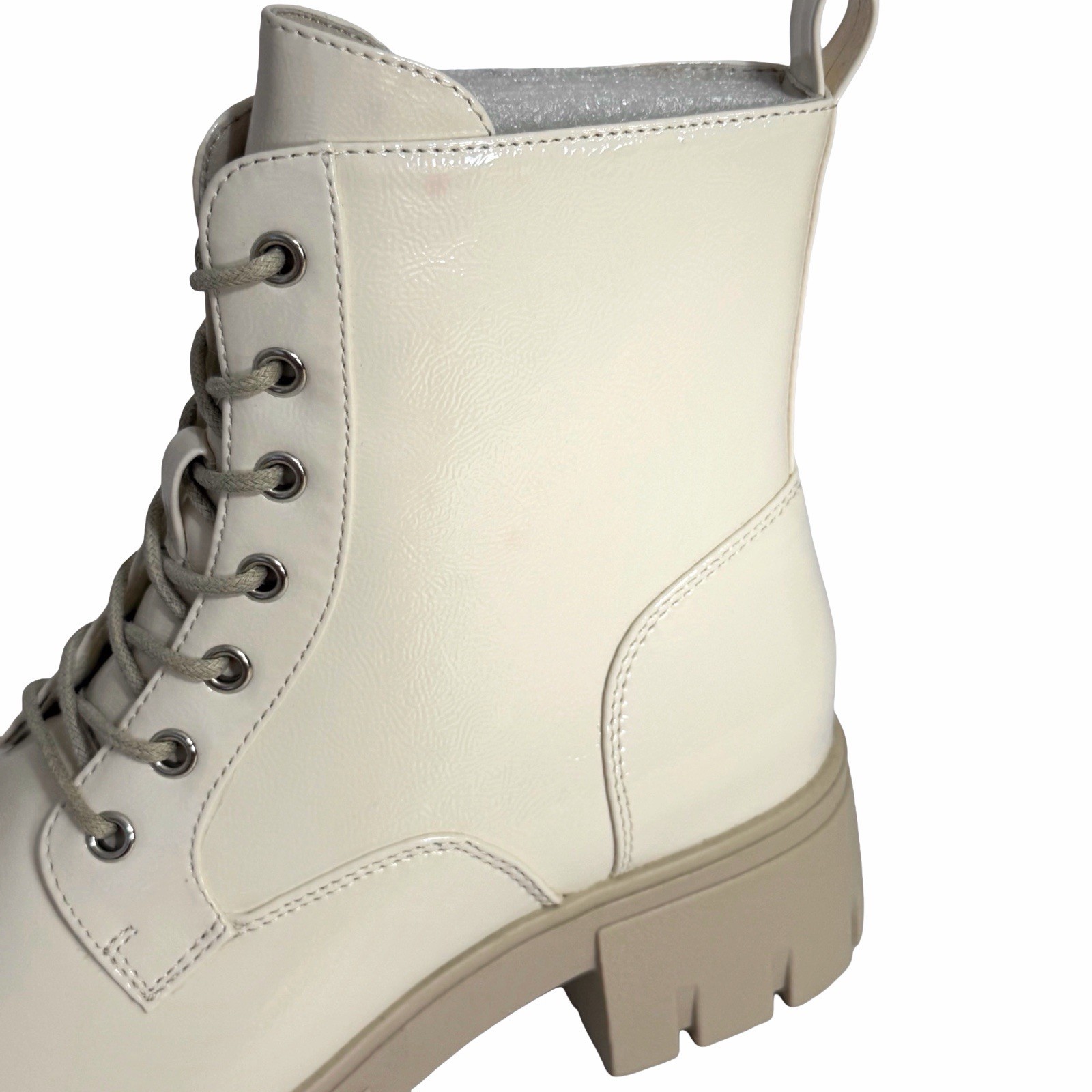 Hey Girl by Corkys Cray Combat Boots Women’s Size 9 Ivory Patent Lug Sole Zip