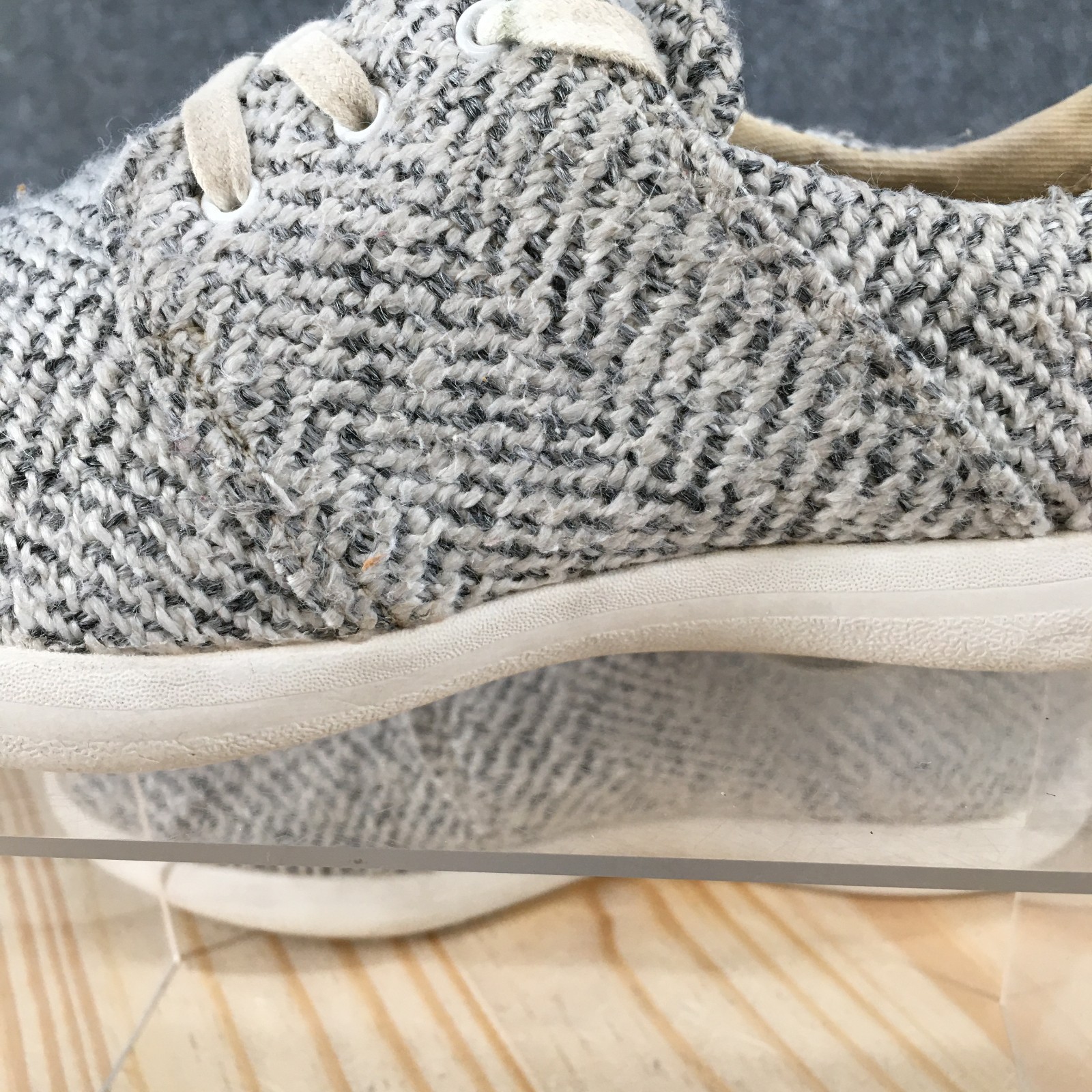 TOMS Del Rey Shoes Womens 6 M Sneakers Lace Up Round Toe 71-22600 White Gray