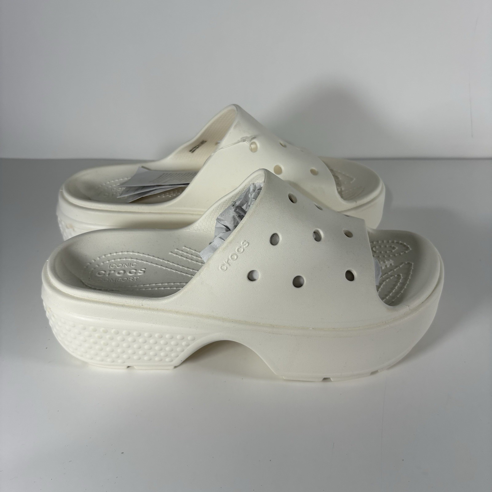 Crocs Stomp Slide Unisex Slide Platform Chalk White Size Men’s 8 Women’s 10