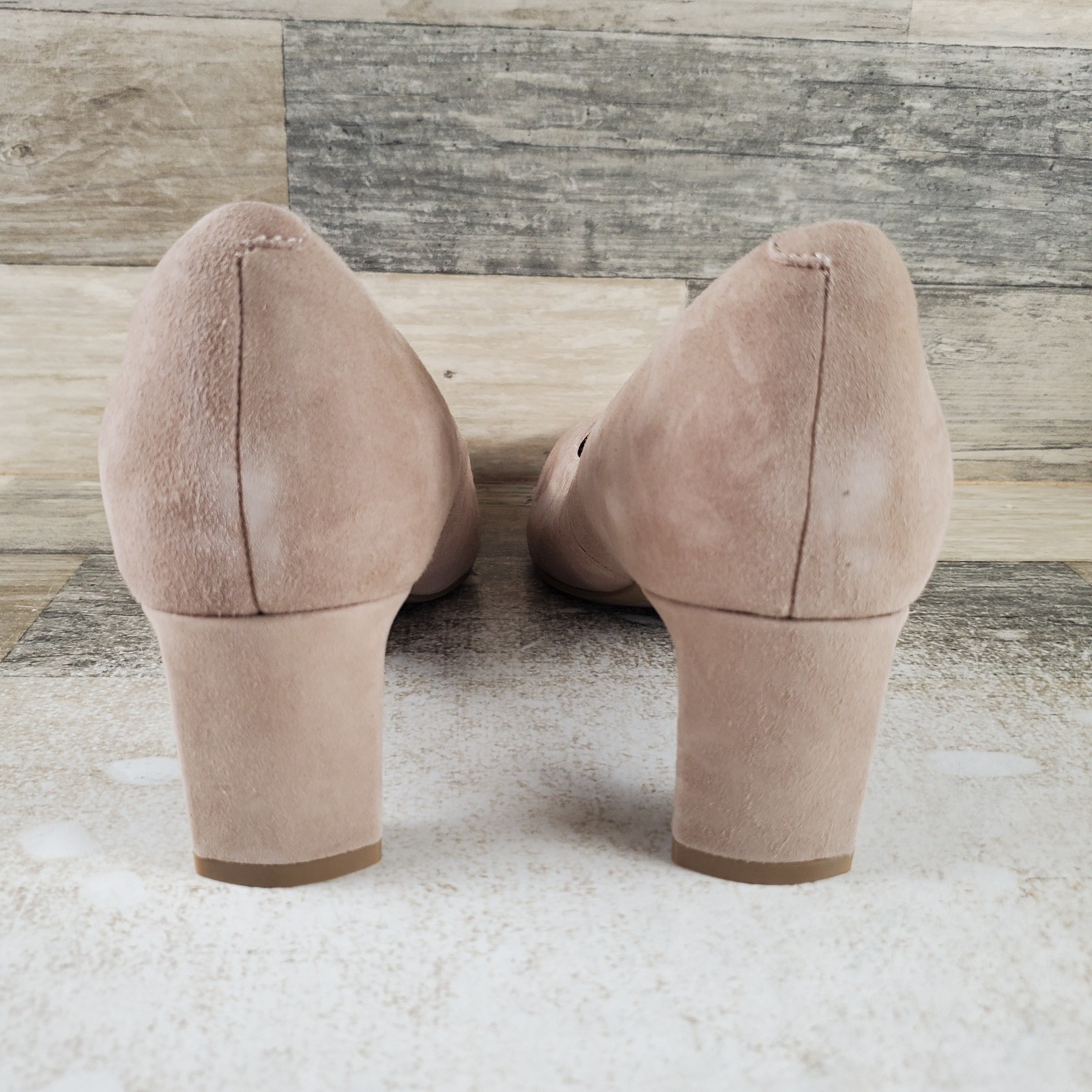 Rockport Total Motion Merida Womens Pumps Sz 8 M Taupe Suede Slip On Block Heel