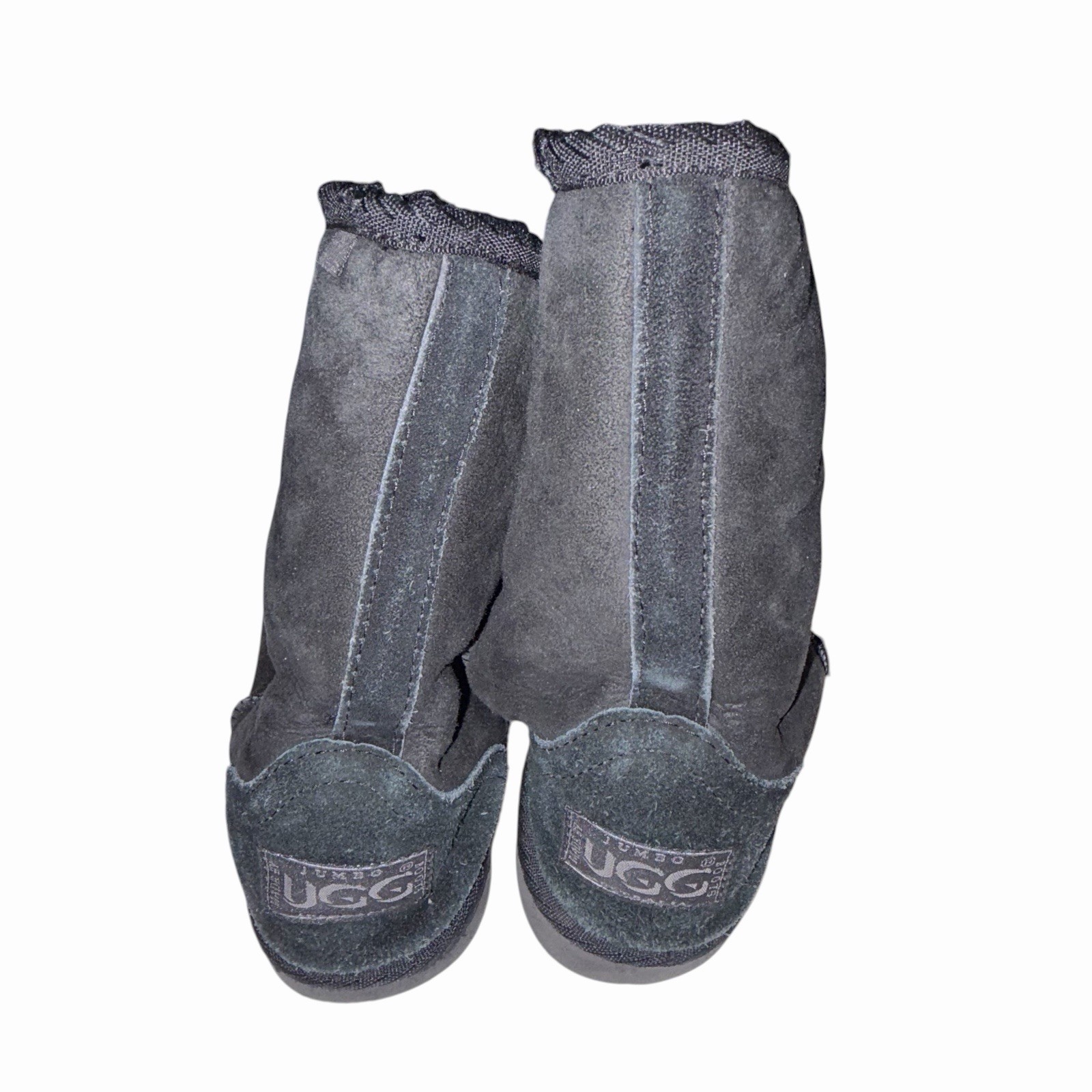 Jumbo UGG Suede Pull On Mid-Calf Winter Snow Boots Black Womens Size US 9