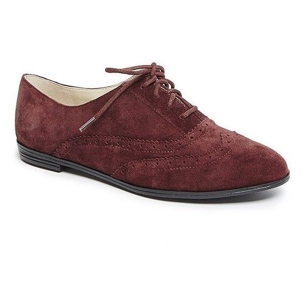 Isaac Mizrahi ‘Fiona’ Lace Up Wingtip Oxford Flats Dark Red Suede 7W