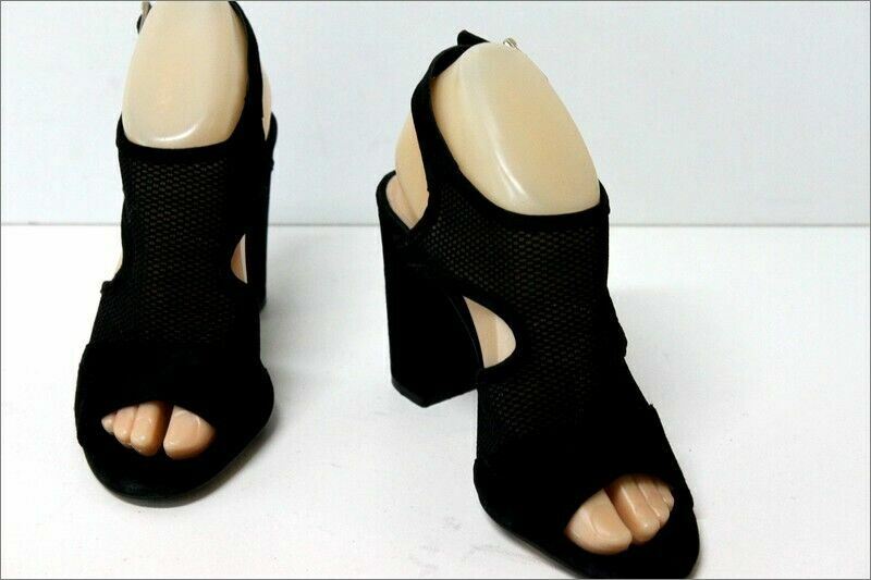 MINELLI open pumps velvet and openwork textile black size 37 VGC