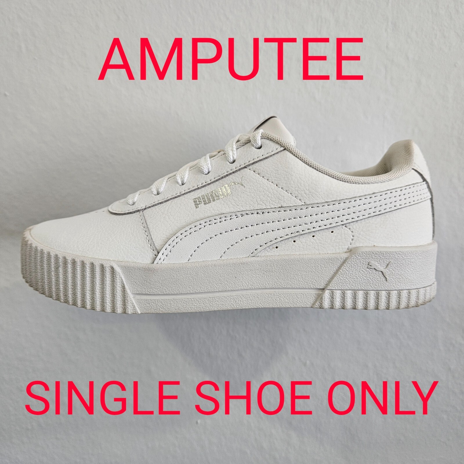 PUMA Women’s Smash Platform Sneaker Shoe ~ White ~ Amputee/Single Shoe