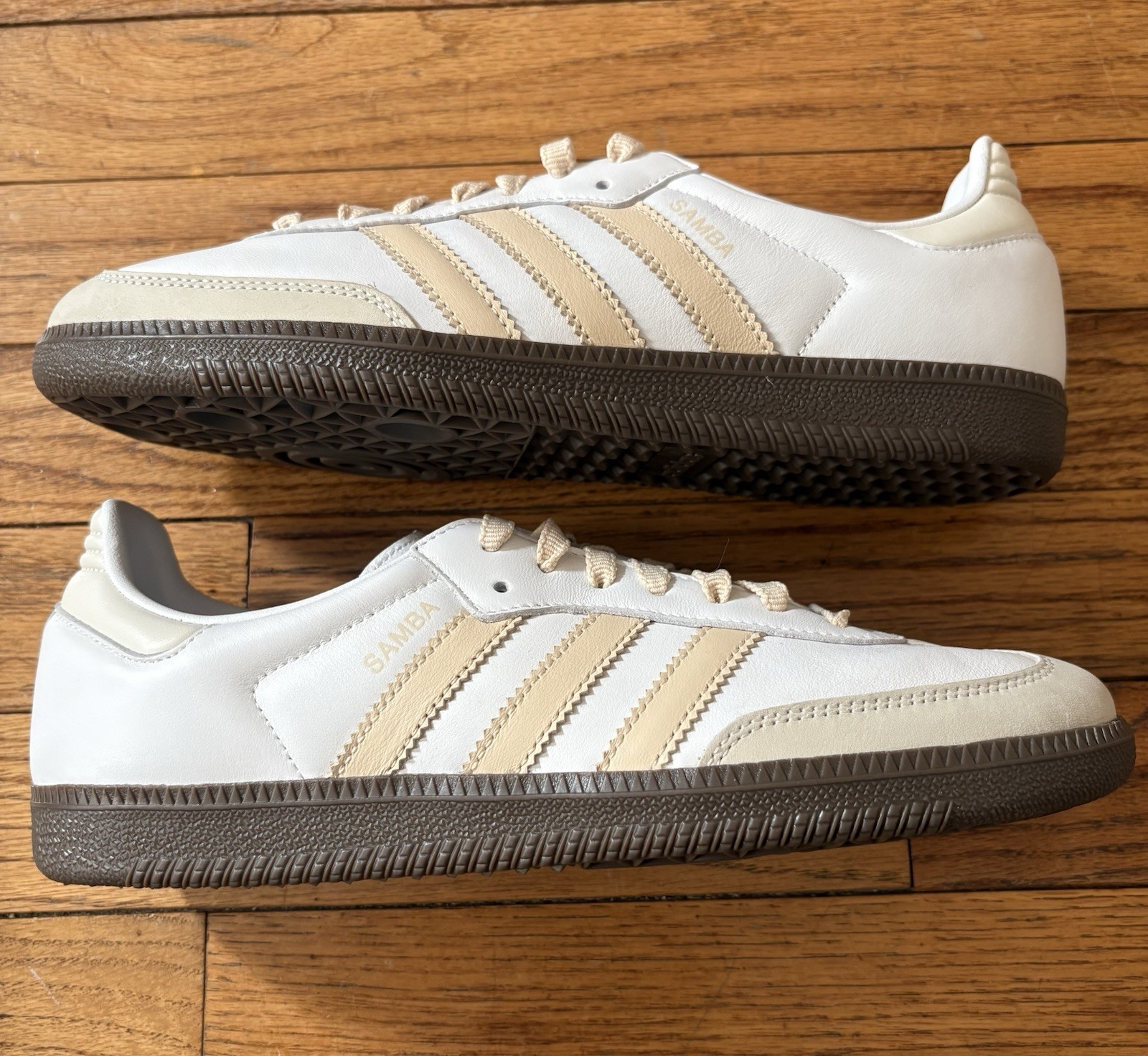 Adidas Samba OG Women 9 White Sand Strata Retro Terrace Gum Sole Sneakers Casual