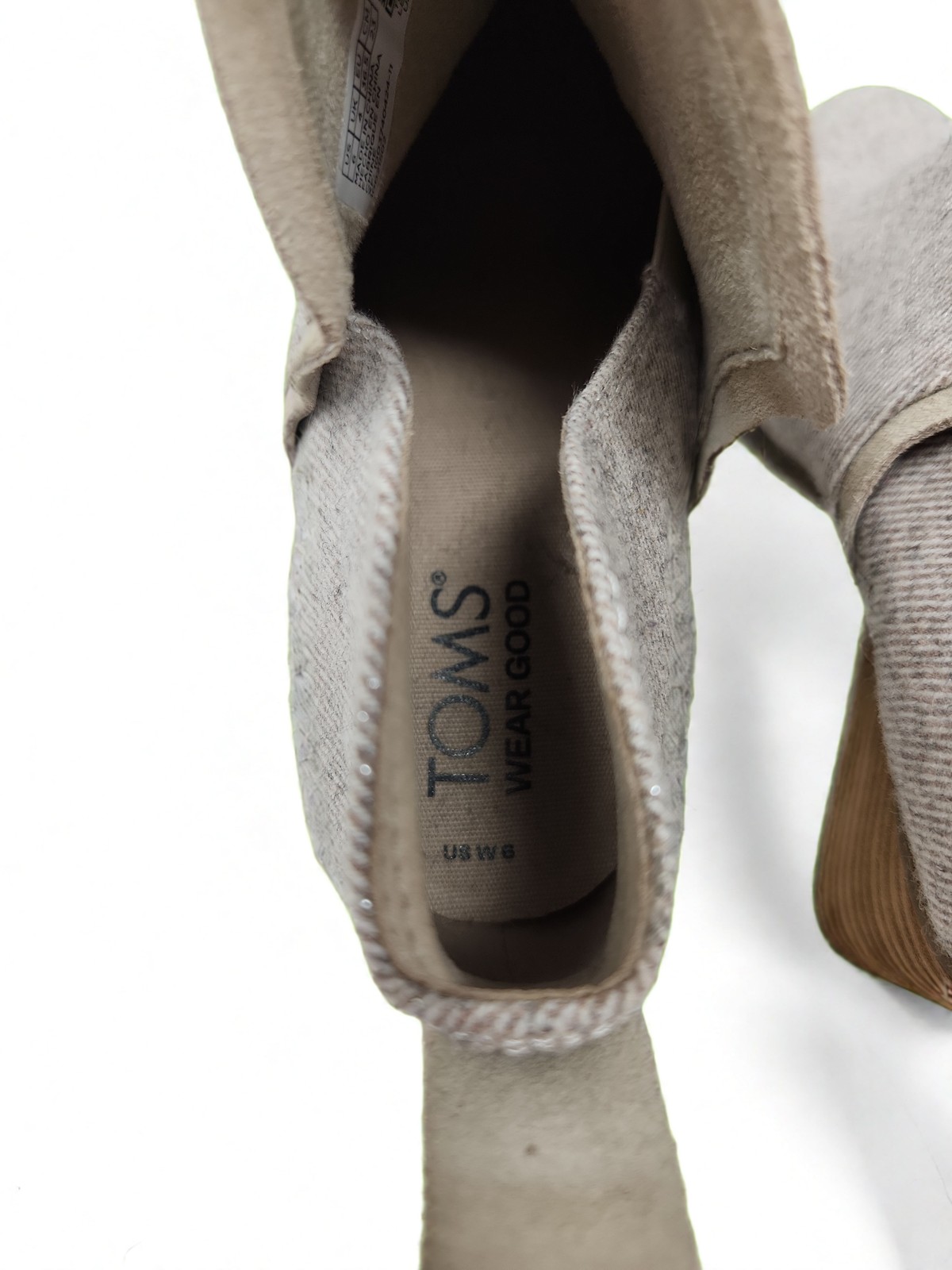 TOMS Women’s Kaia Wedge Bootie Ankle Boot Size 6 Suede Twill Pull On Slip On