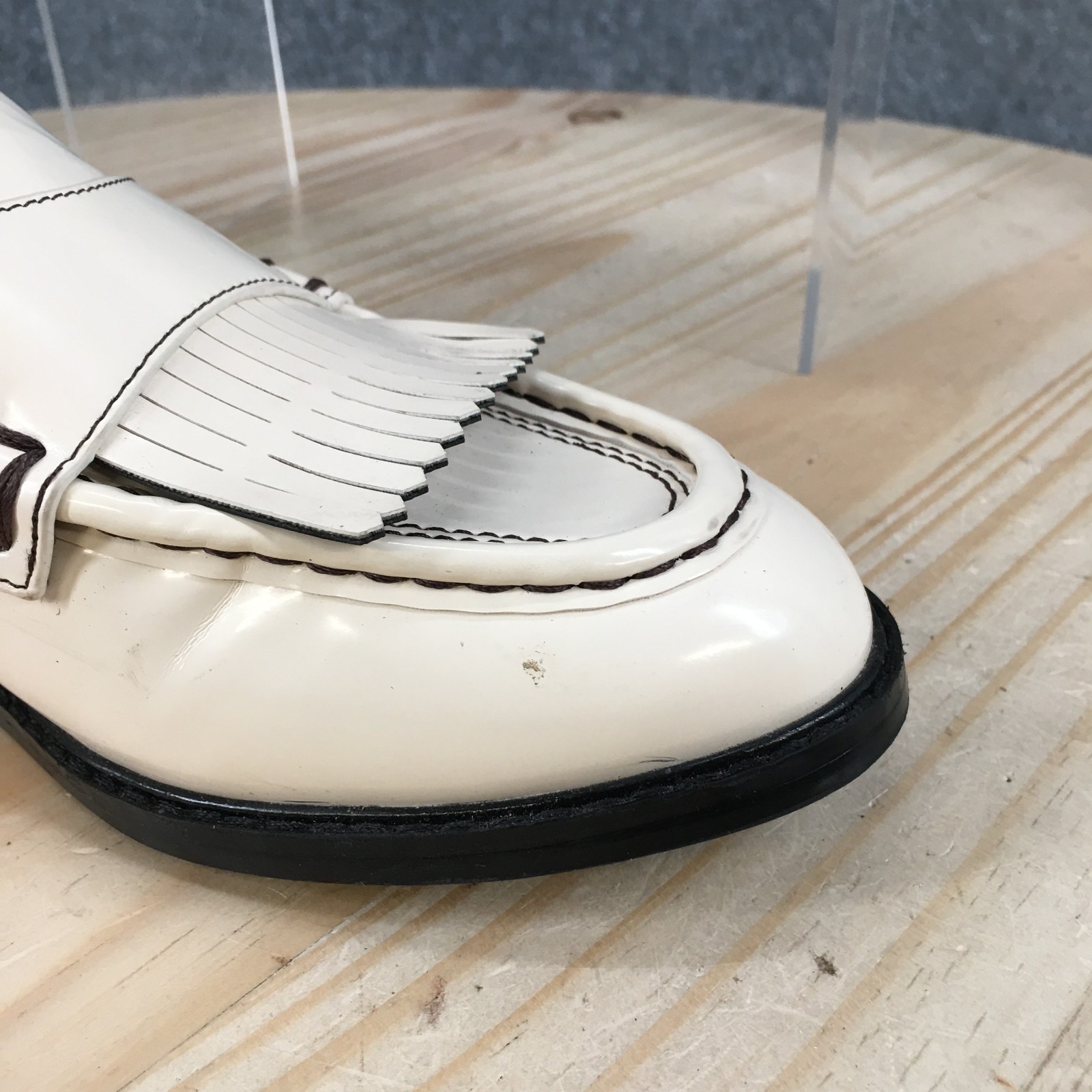 Franco Sarto Alonzo Kiltie Penny Loafer Shoes Womens 7.5 M Casual Leather Cream