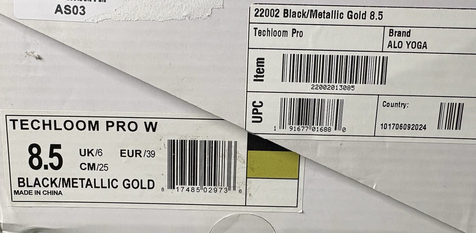 US Women’s 8.5 – APL Techloom Pro “Black/Metallic Gold” New in Box, ALO Yoga