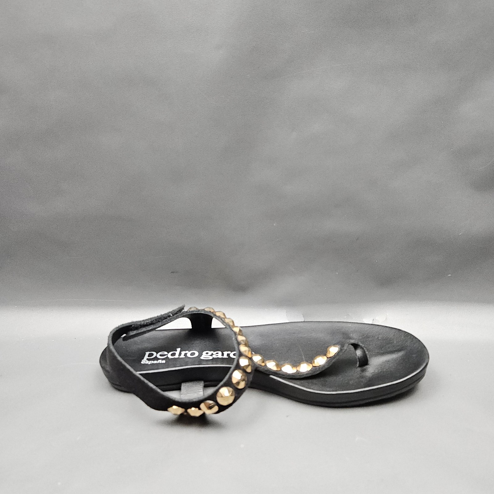 Pedro Garcia Judith Studded Thong Sandals Womens 6 EU 36 Black Suede Gold Studs