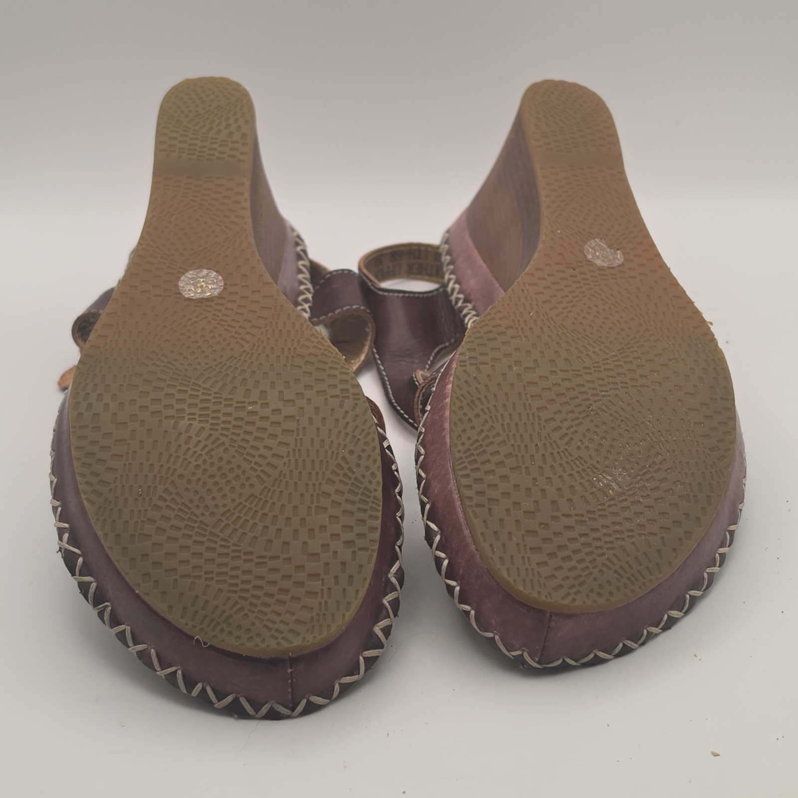 L’Artiste by Spring Step Lilith-BR Brown Leather Floral Wedge Sandals Women’s 39