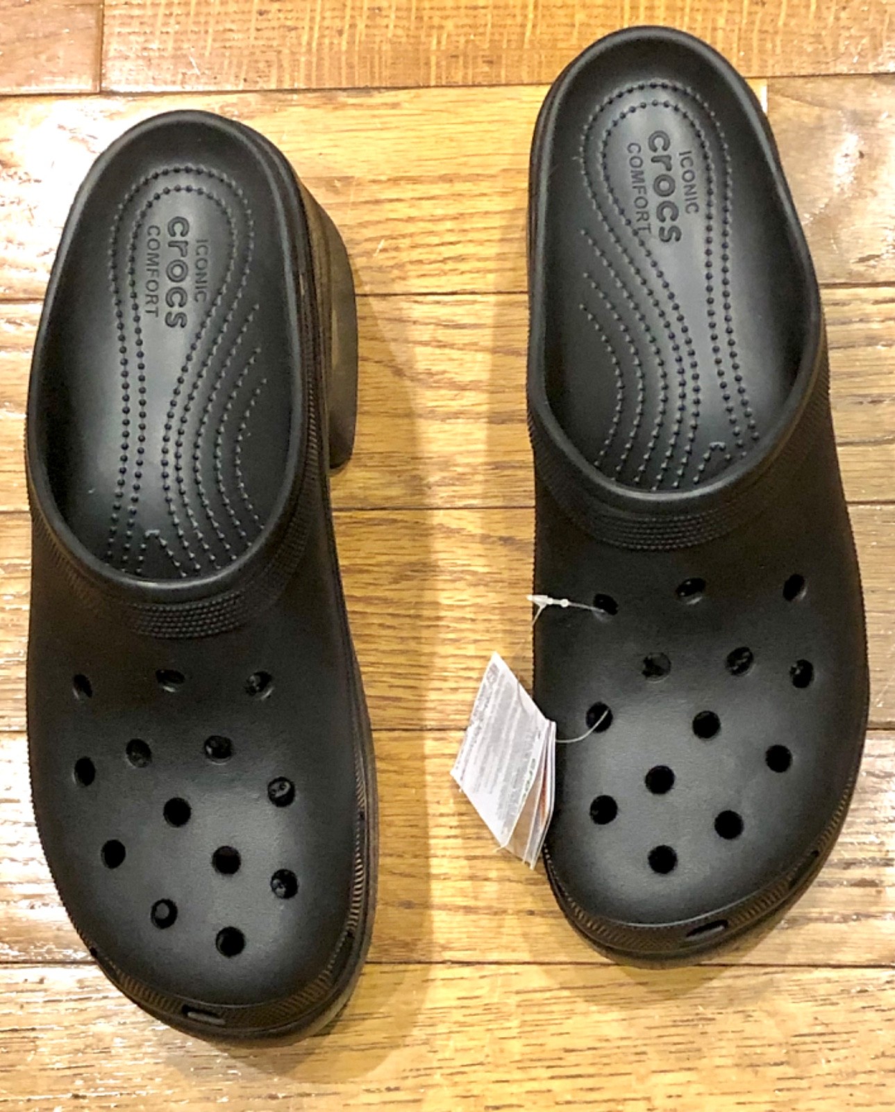 CROCS SIREN black clog high heel sandal size 13 men / 15 women – NEW – m156h13
