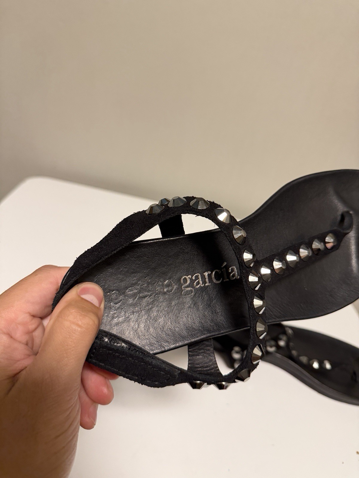 Pedro Garcia Judith Embellished Suede Flat Thong Sandals Women’s EU 39.5 US 9.5