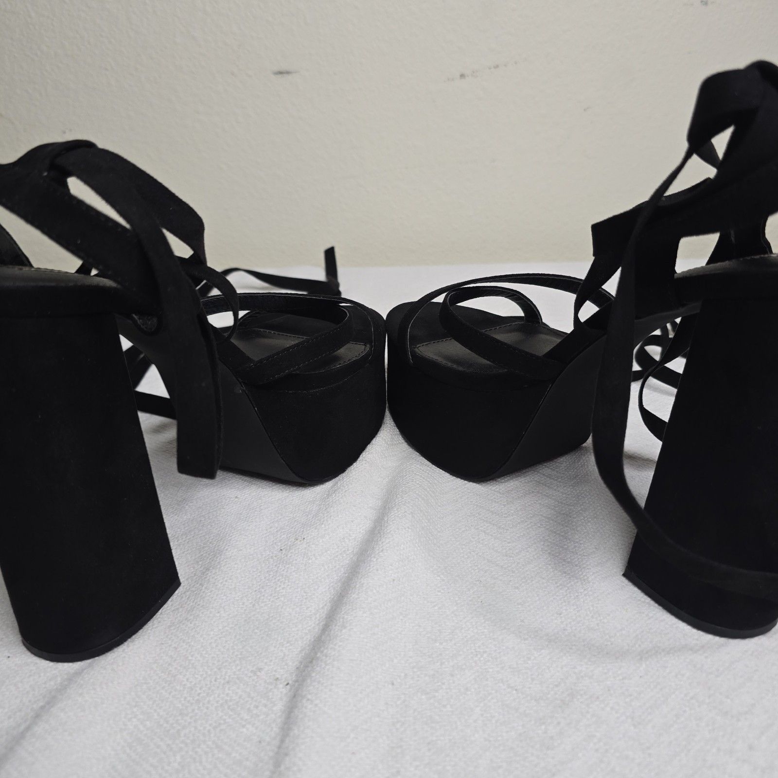 Black Platform Lace-Up Heels – Chunky Block Heel – Women’s Size 10