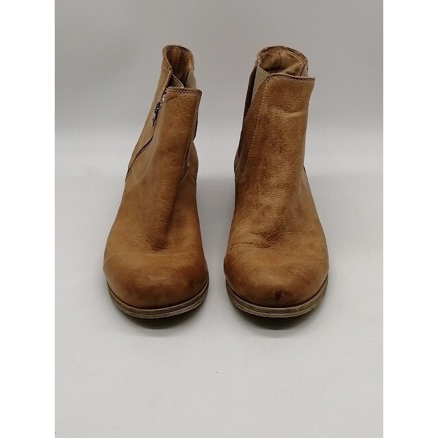 Temy Boots Womens Beige EUR 39 Ankle Leather Shoe Side Zip Stretch Soft Italy