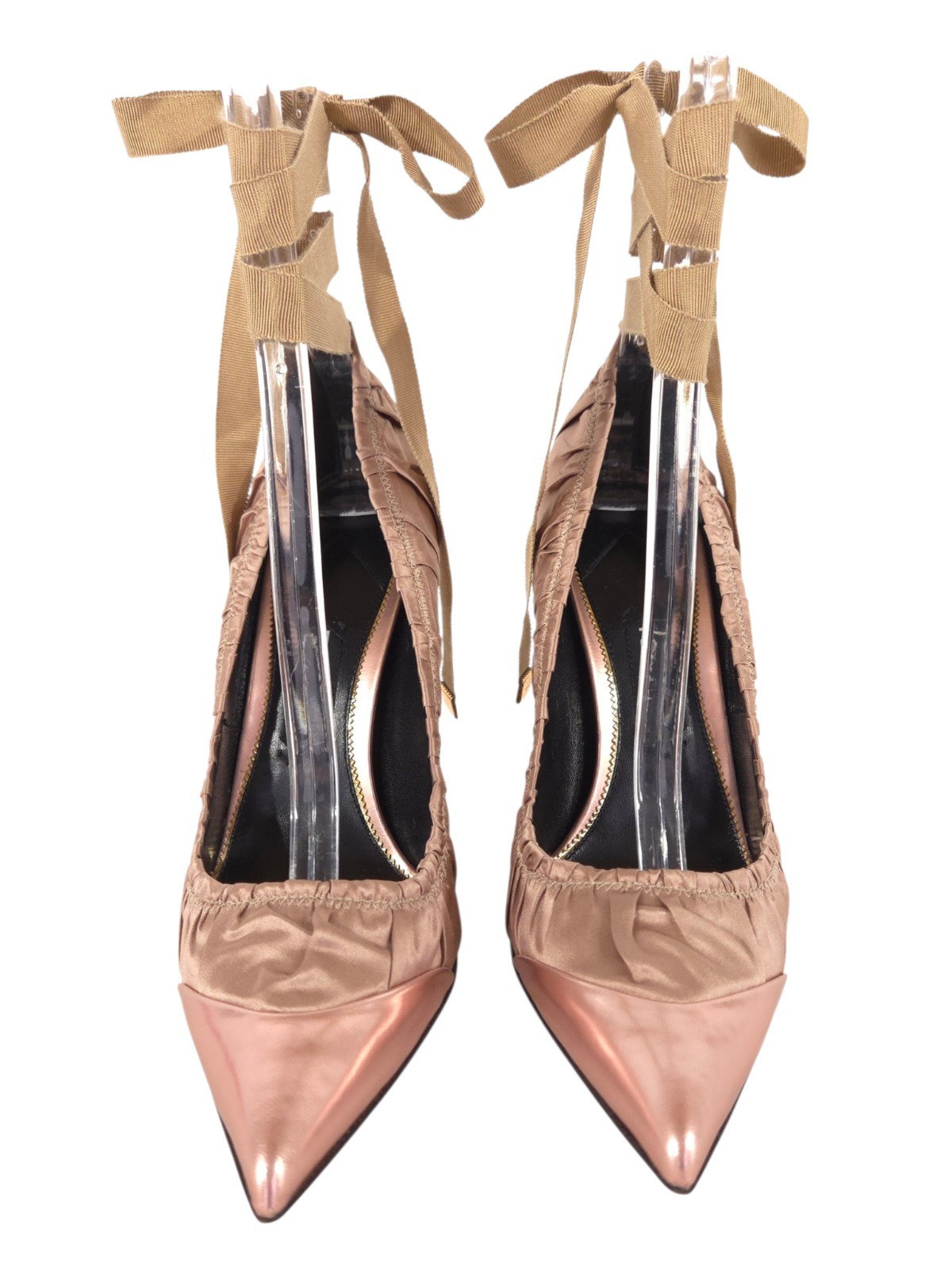 Tom Ford Ruched Silk Tie Pumps US 11 EU 41 Womens Antique Rose Heels $1250