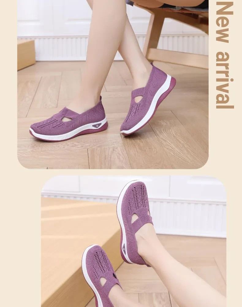 Women Mesh Flats Shoes Breathable Slip On Walking Sneakers Soft Non Slip Casual